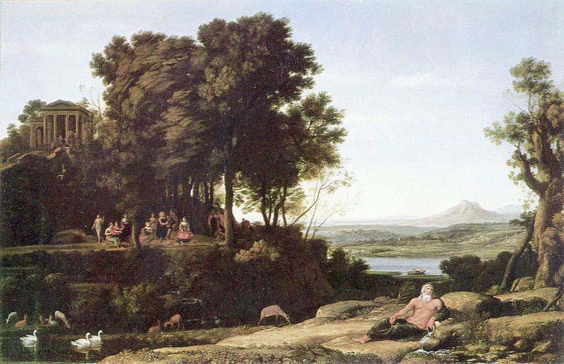 Claude Lorrain Landschaft mit Apollo, den Musen und einem Flubgott